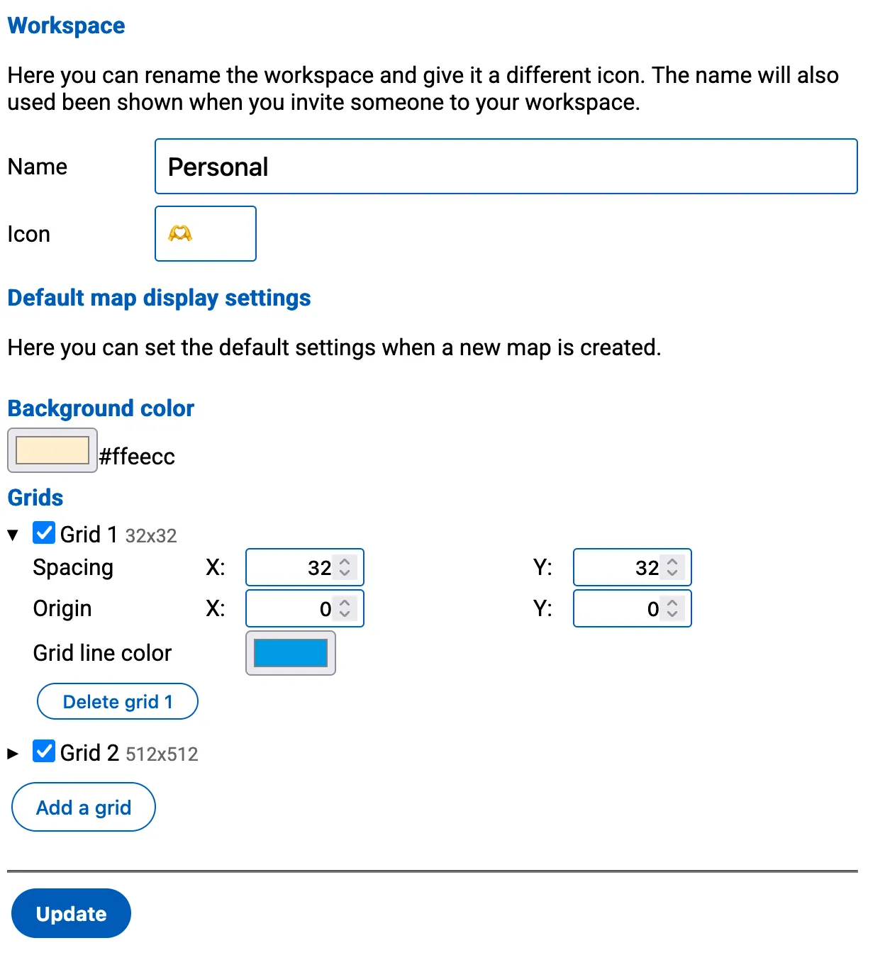 Screenshot of the basic settings