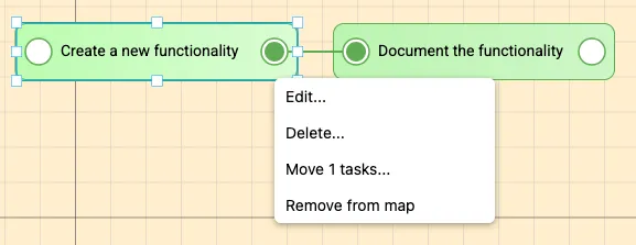Context menu when a single task is selected