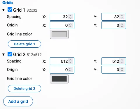 screenshot of the grids editor