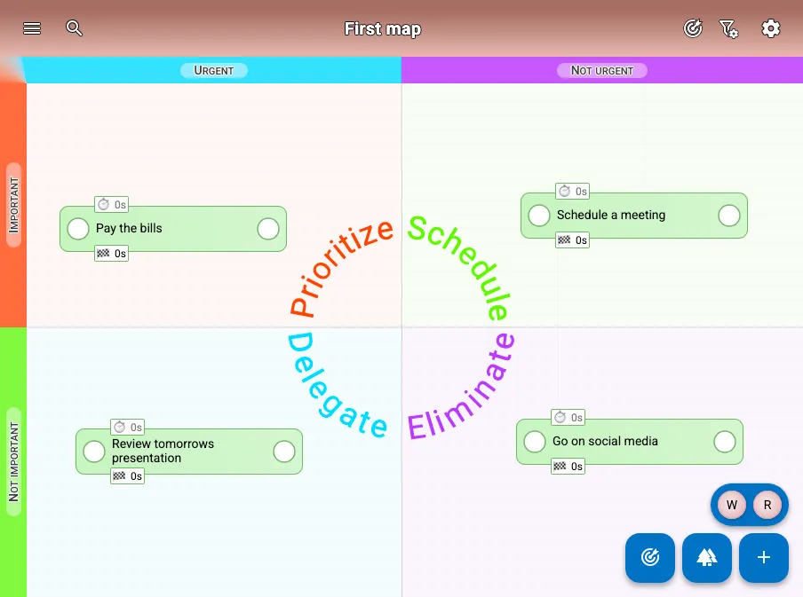 screenshot of a map with priority matrix enabled